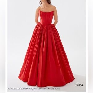 Tarik Ediz Elegant Red Strapless Dress
